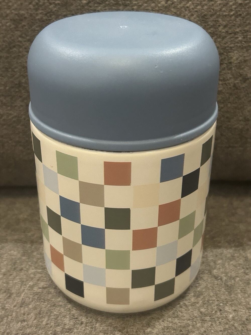 Pillowfort Kids 10 oz Checkered Stainless Steel Food Jar with Spoon